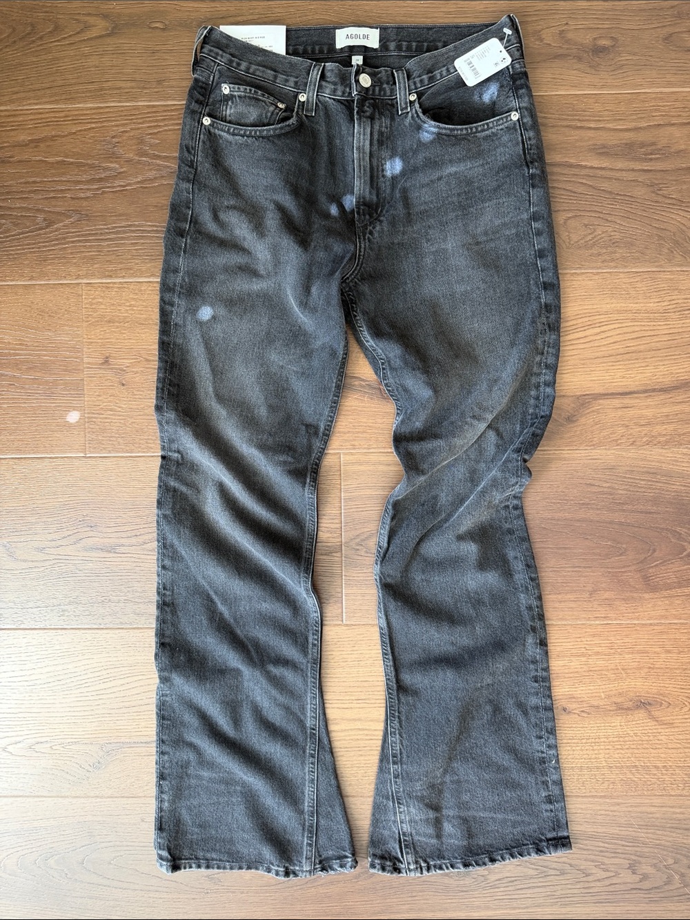 AGOLDE Women’s Black Mid Rise Kick Boot Jeans